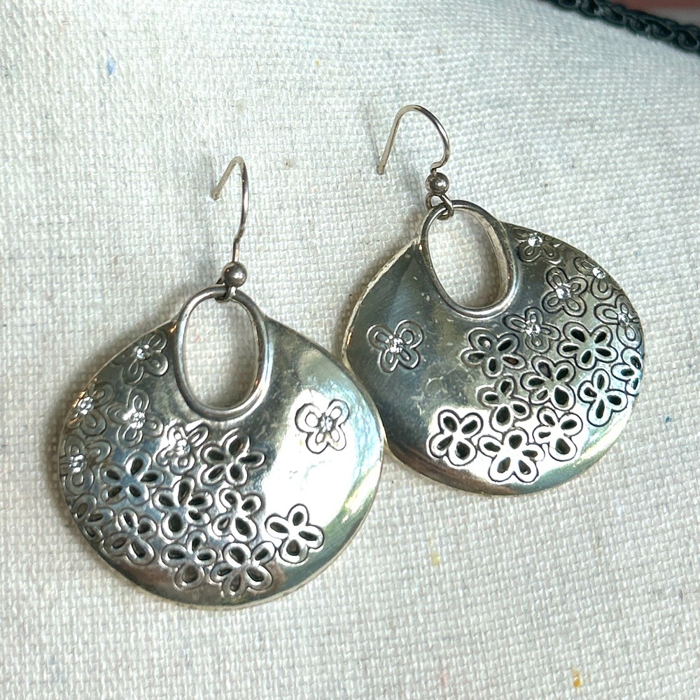 Brighton Silver Floral Pattern Earrings